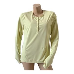 Avalanche Women's Yellow Active Long Sleeve Henley Top Thumbholes Size Large